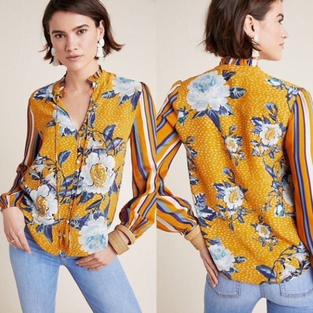 Anthropologie Bl-nk London Breton Peasant Top Size Medium - Picture 10 of 11